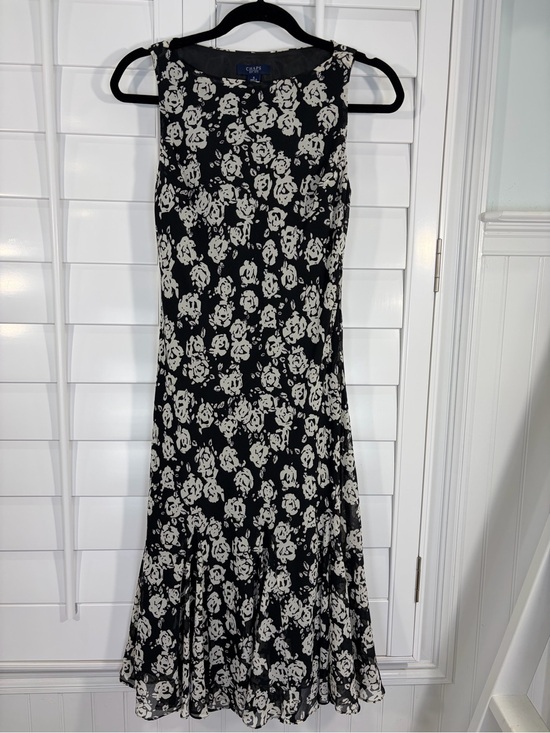 Chaps Dresses & Skirts - Chaps B&W Floral Sleeveless Midi Dress (4)